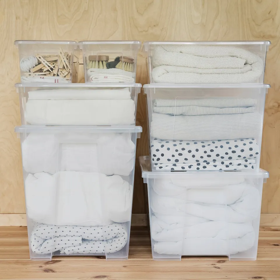 SAMLA Box with lid, transparent, 57x39x42 cm/65 l
