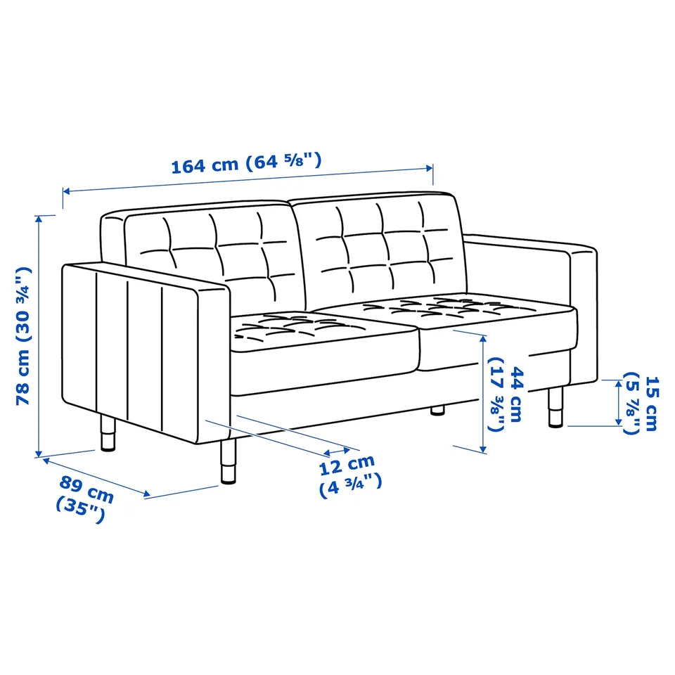 Illustration with measurements for the product: LANDSKRONA.