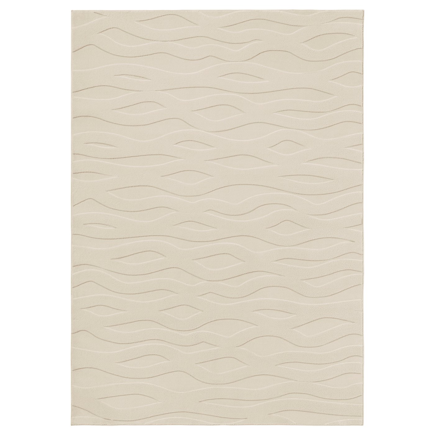 A VÄXELFEL rug, beige, with a soft, wavy 3d pattern made from recycled polyester, rectangular, perfect for floors.