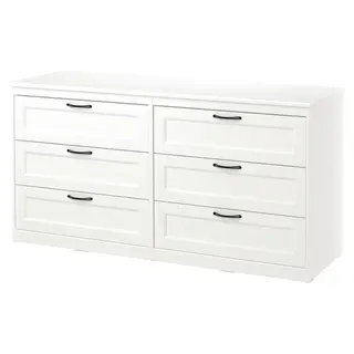 SONGESAND chest of 6 drawers, white, Width 161 x Depth 50 x Height 81 cm