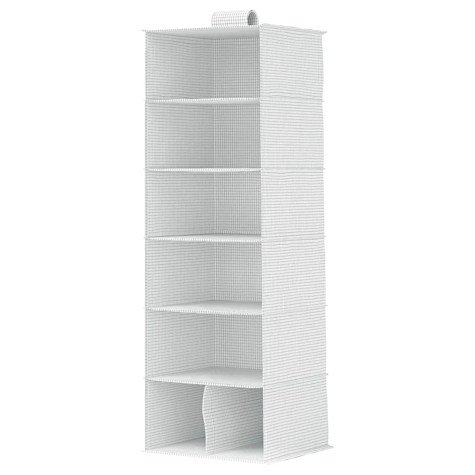 STUK Hanging storage with 7 compartments, white/black, 30x30x90 cm