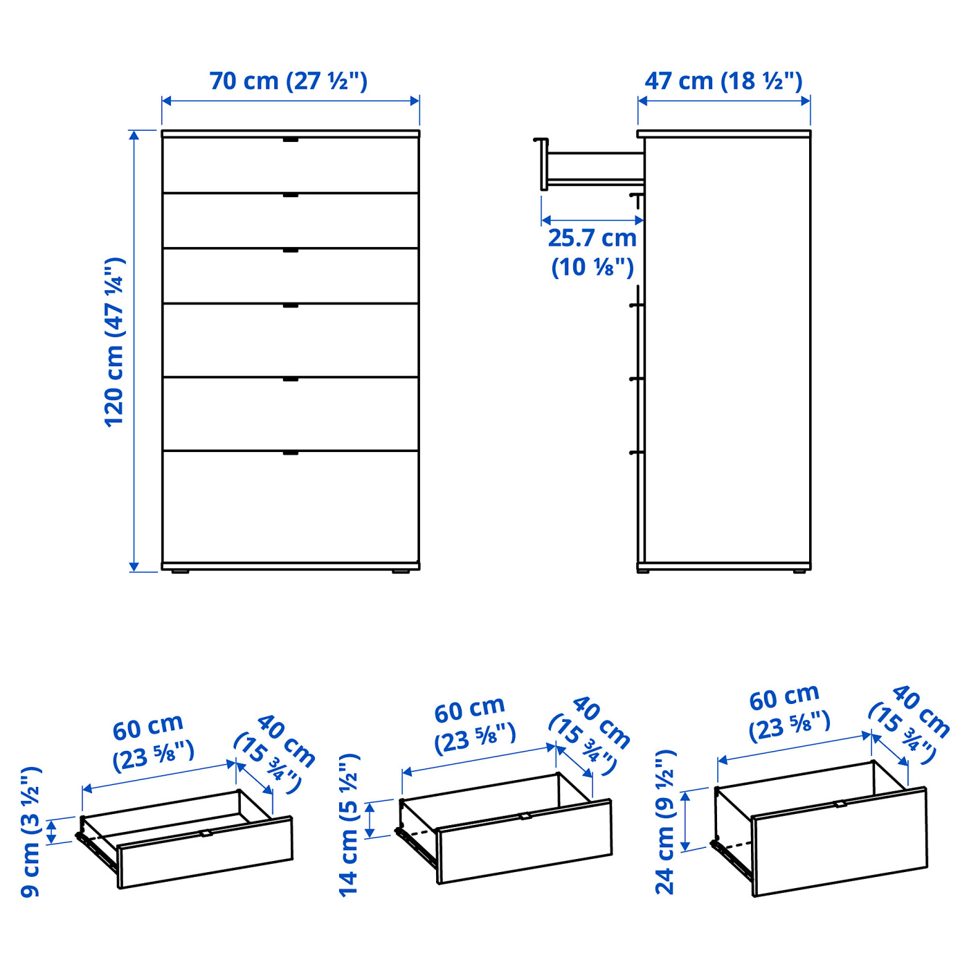 part: VIHALS chest of 6 drawers
