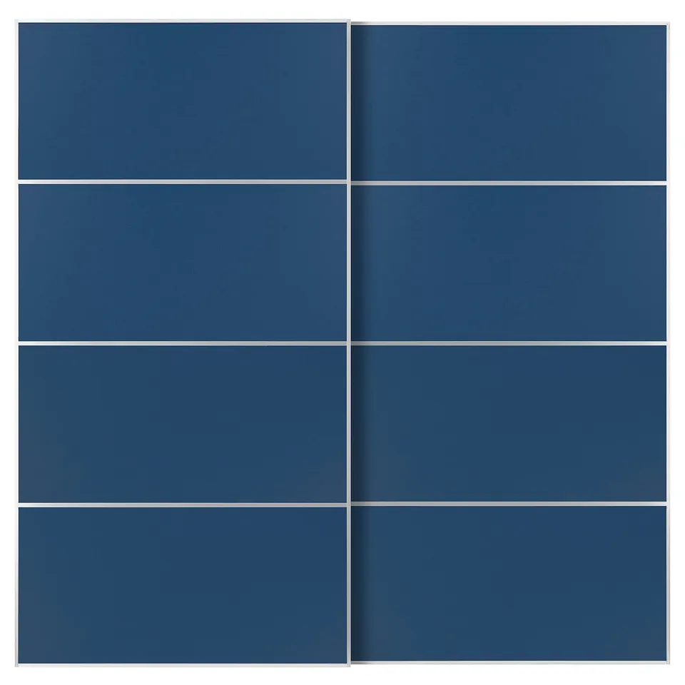MEHAMN Pair of sliding doors, aluminium/double sided blue, 200x201 cm