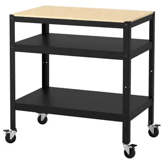 BROR trolley, black/pine plywood, 85x55 cm