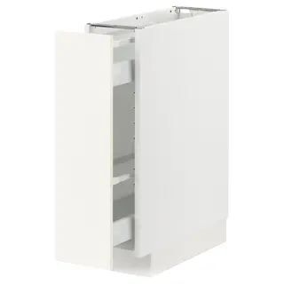 METOD / MAXIMERA base cabinet/pull-out int fittings, white/Vallstena white, Width 20 x Depth 61.8 cm
