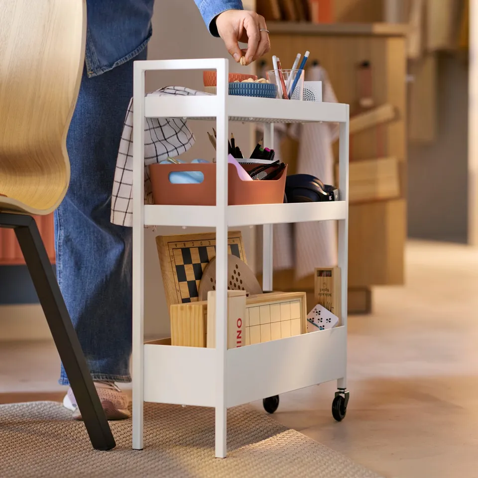 NISSAFORS Trolley, white, 50.5x19x67 cm