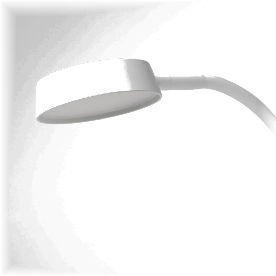 Sleek, modern lamp with curved neck, emitting soft light. Perfect for tight spaces, bends 180°.