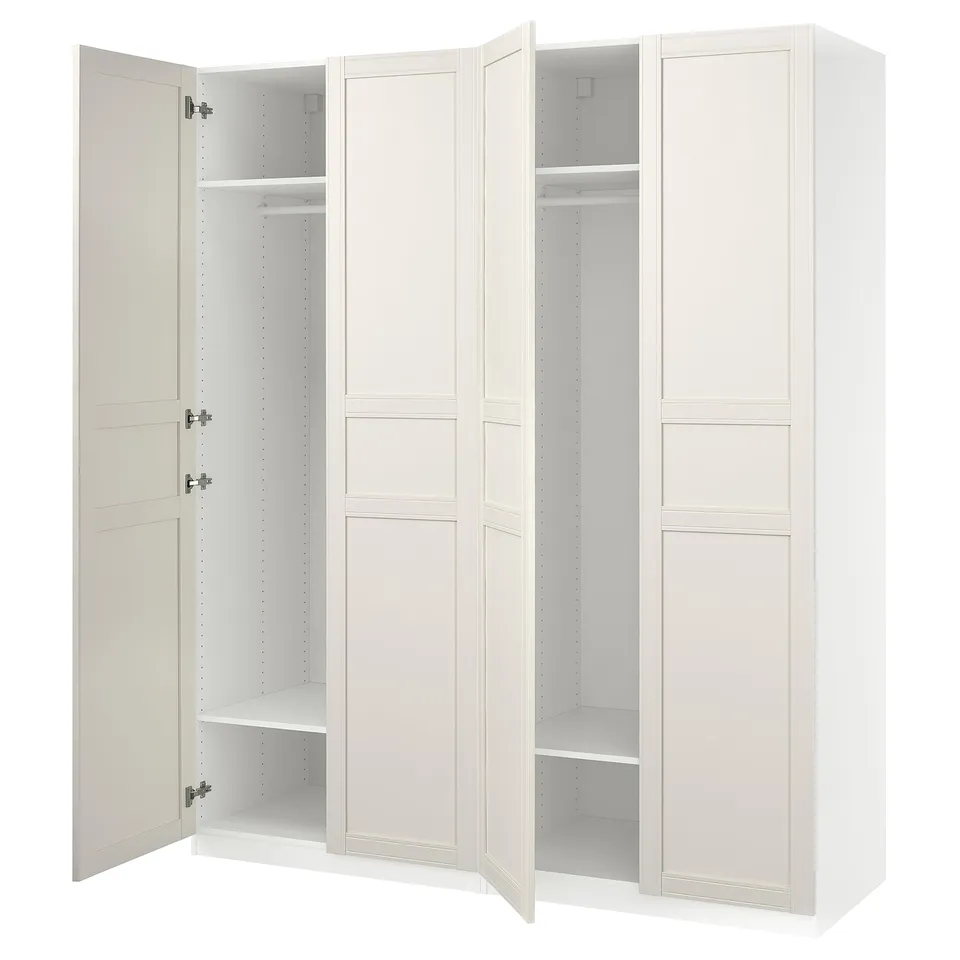PAX / FLISBERGET Wardrobe, white/off-white, 200x60x236 cm