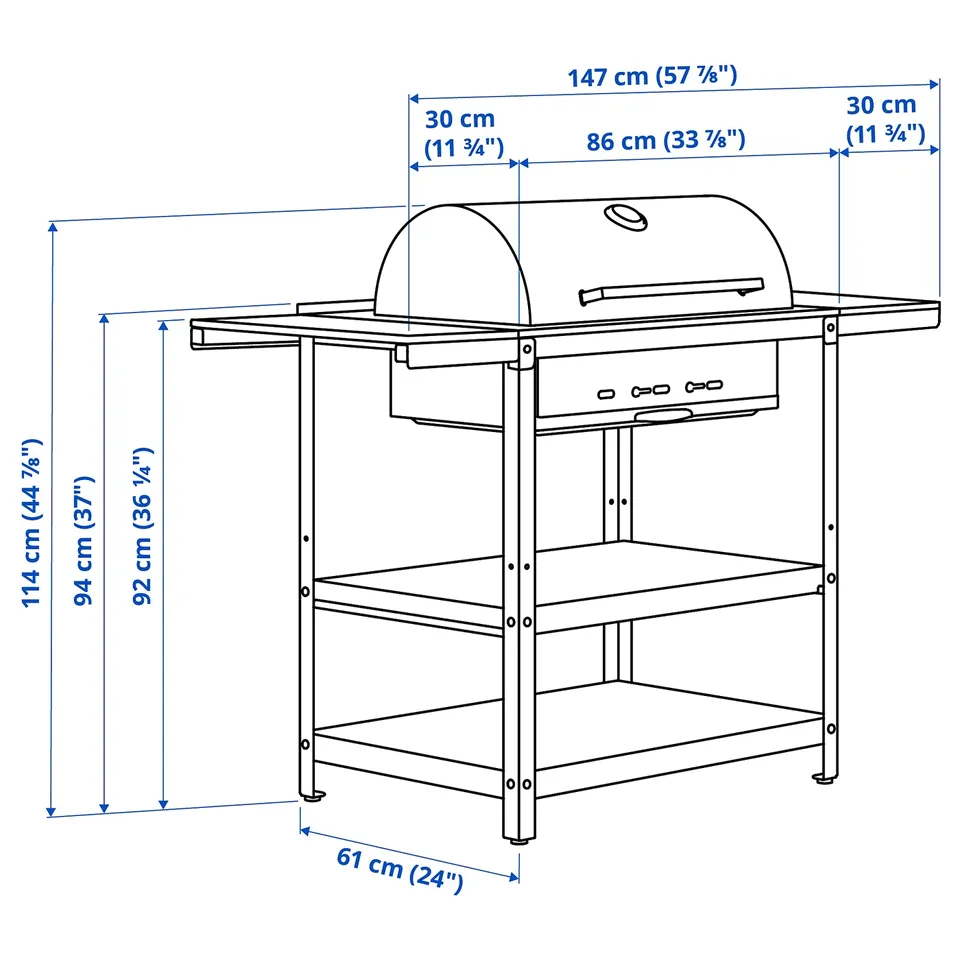Illustration with measurements for the product: GRILLSKÄR.