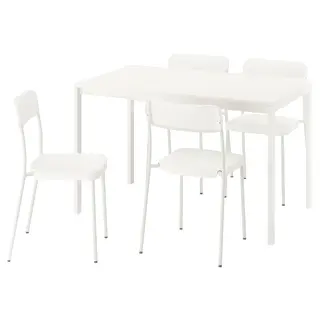 VIHALS / VIHALS table and 4 chairs, white/white, 84/120x74 cm
