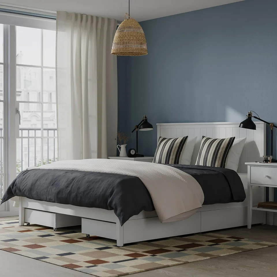 part: GULLABERG bed frame with 4 storage boxes