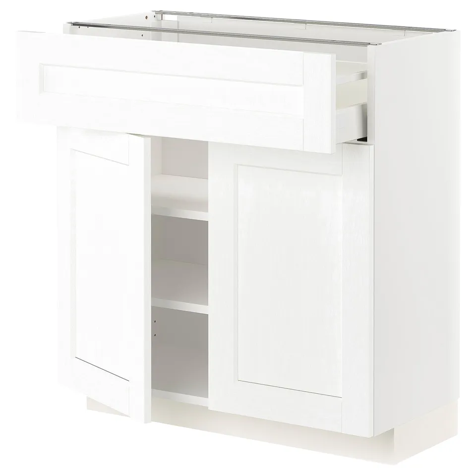 White METOD kitchen cabinet, modern design, adjustable shelves, clean look.