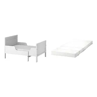 SUNDVIK/ÖMSINT set: ext bed frame with slatted bed base + pocket spring mattress for ext bed