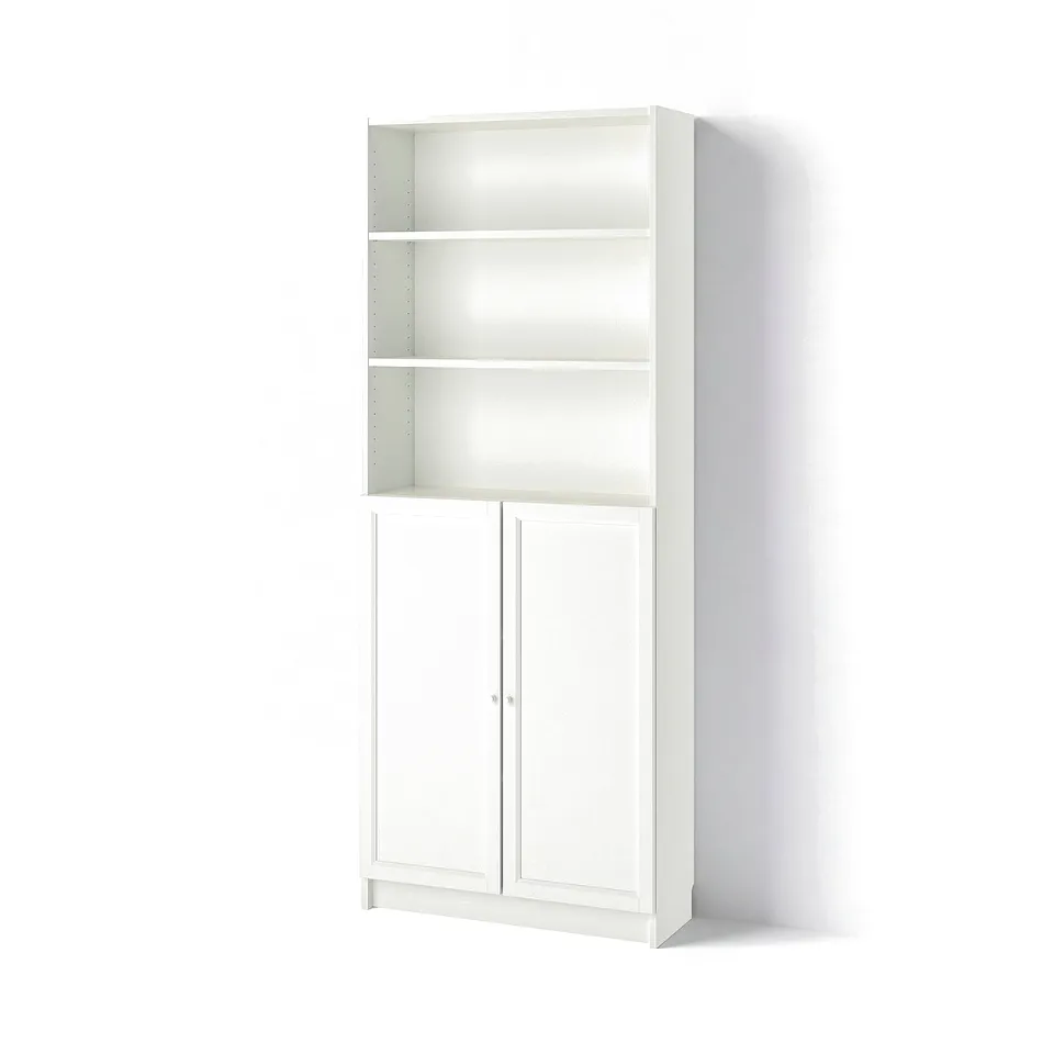 BILLY / OXBERG Bookcase with doors, white, 80x30x202 cm