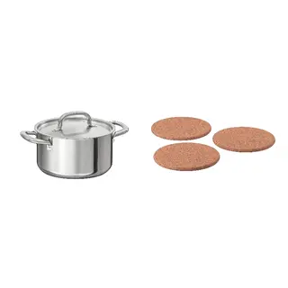 HEAT/IKEA set: pot with lid + pot stand