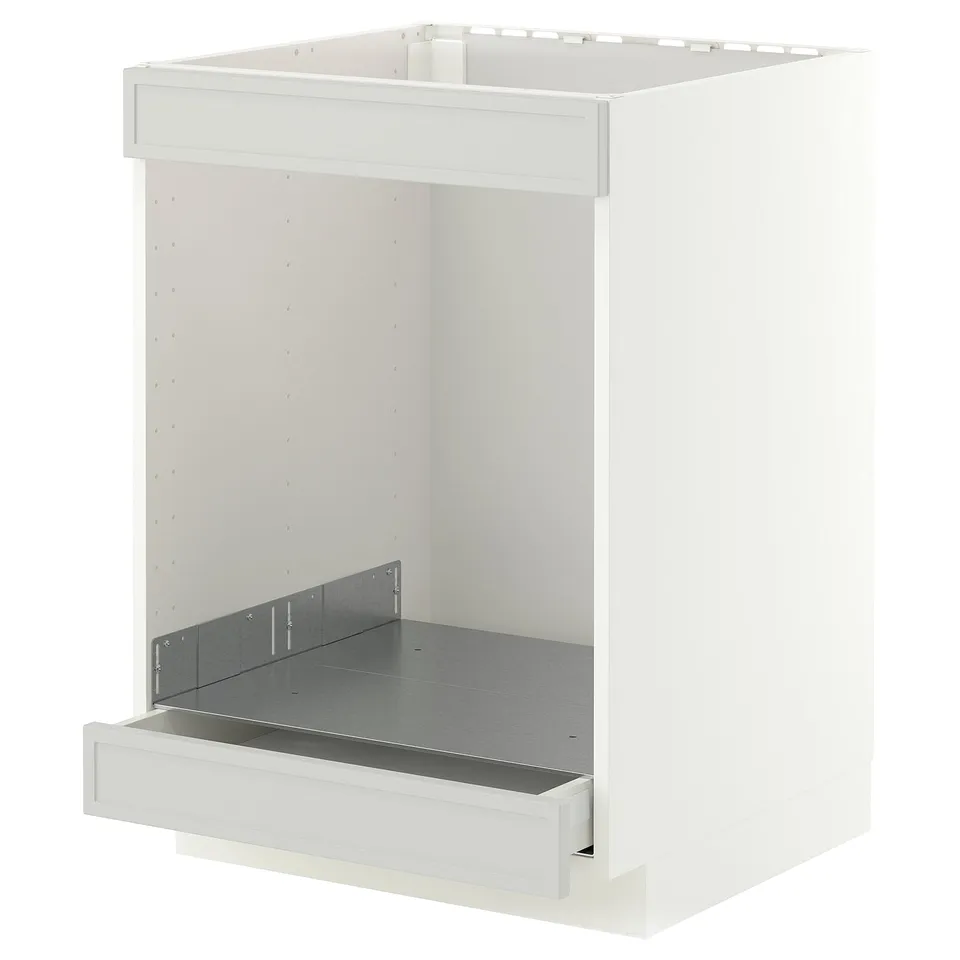 METOD / MAXIMERA Base cab for hob+oven w drawer, white/Aspudden light grey, 60x60x80 cm