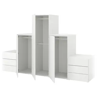 PLATSA wardrobe with 3 doors+6 drawers, white/Fonnes white, 300x57x181 cm