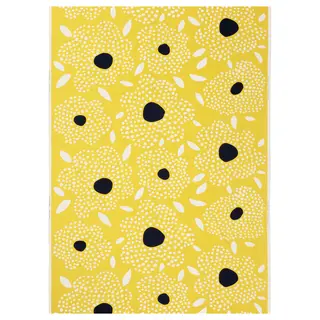 BUSKOPUNTIA pre-cut fabric, yellow black/white/dot pattern, Length 300 x Width 150 cm