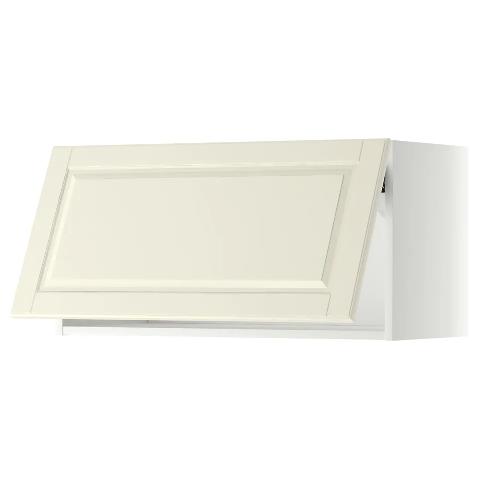 METOD kitchen cabinet. Cream-colored, rectangular with bevelled edges.
