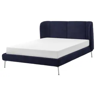 TUFJORD upholstered bed frame, Tallmyra black-blue, 160x200 cm