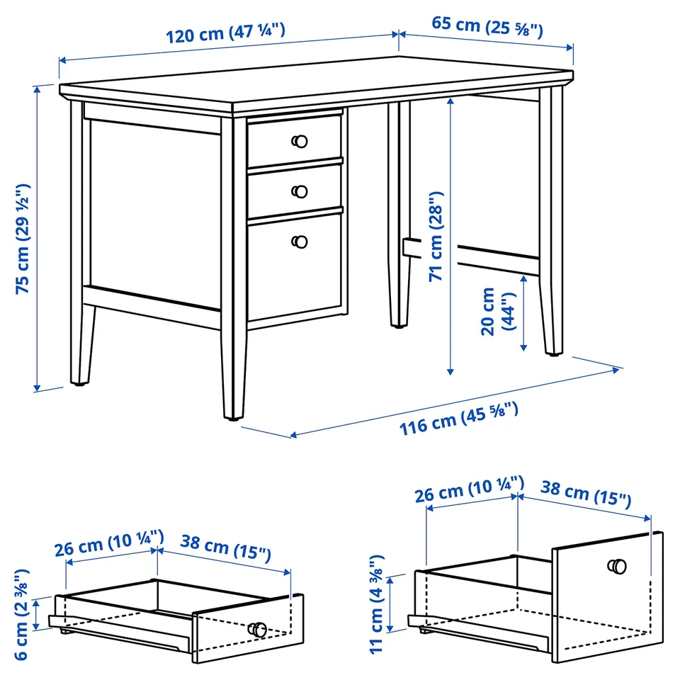 Illustration with measurements for the product: GULLABERG.