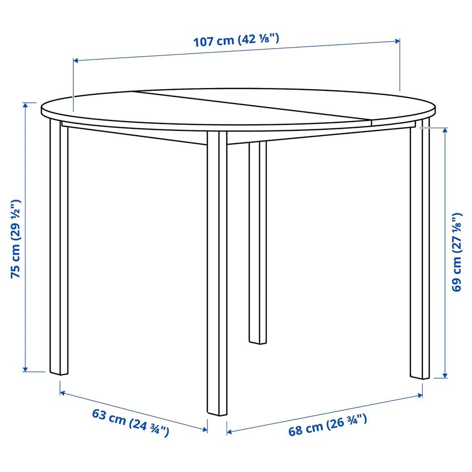 Illustration with measurements for the product: VIHALS.