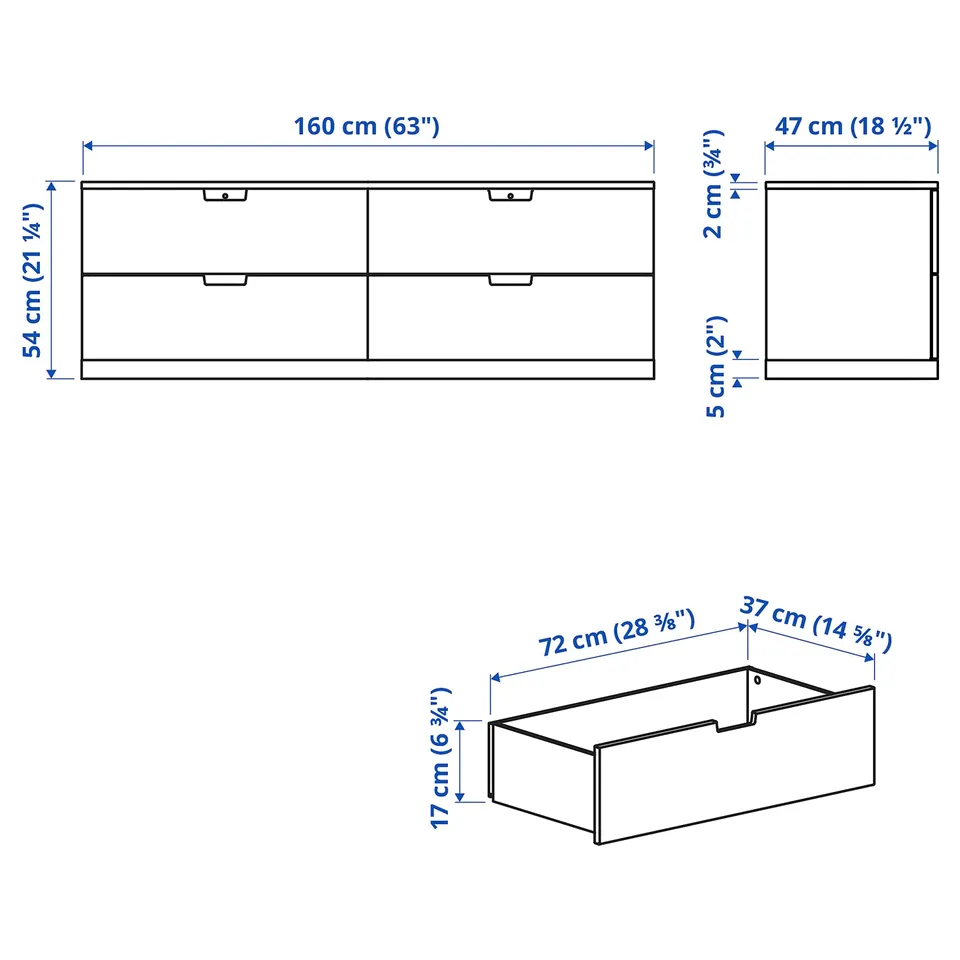 Illustration with measurements for the product: NORDLI.