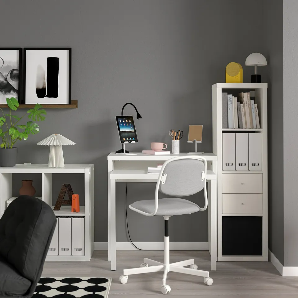 LÄNGDHOPP Pull-out desk, white, 90x39/71 cm