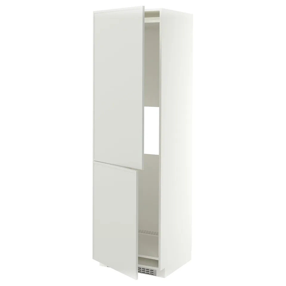 METOD Hi cab f fridge or freezer w 2 drs, white/Aspudden light grey, 60x60x200 cm