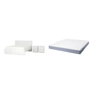 MALM/VALLBERGET Bed with 21cm thick mattress, coir, pocket sprung, super firm