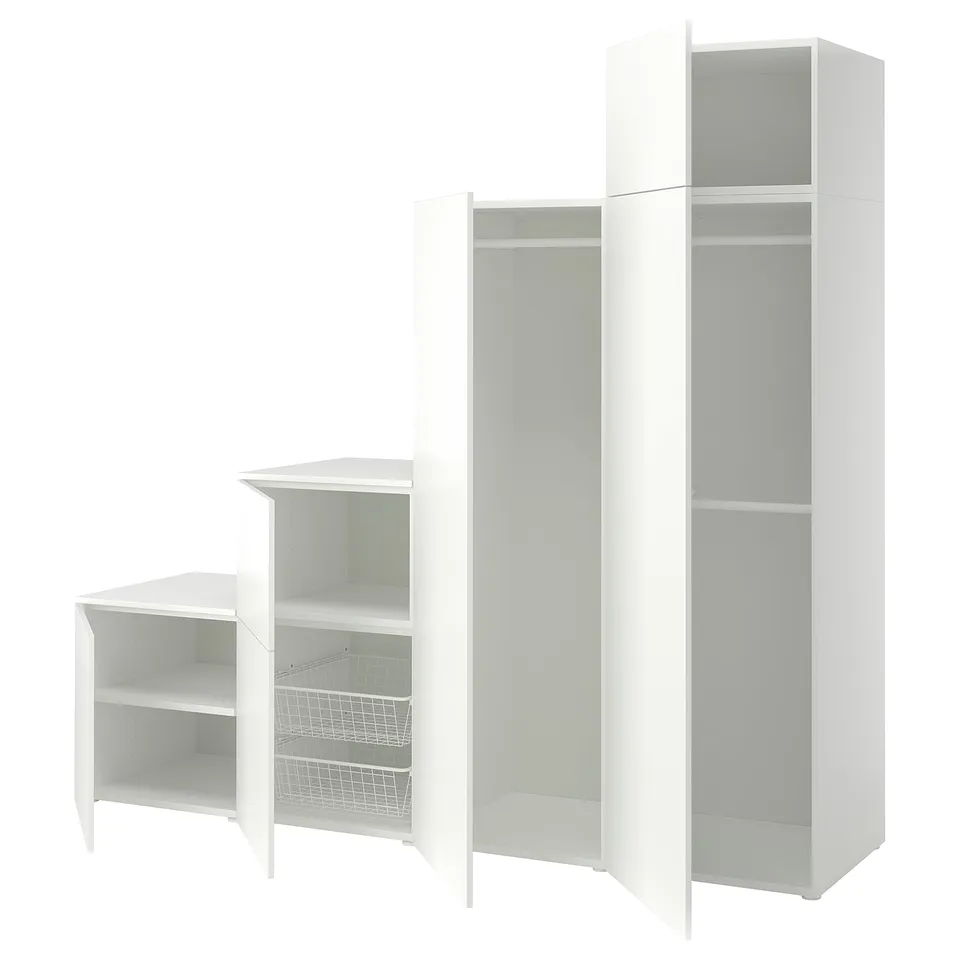 PLATSA Wardrobe w 6 doors, white/Fonnes white, 240x57x221 cm