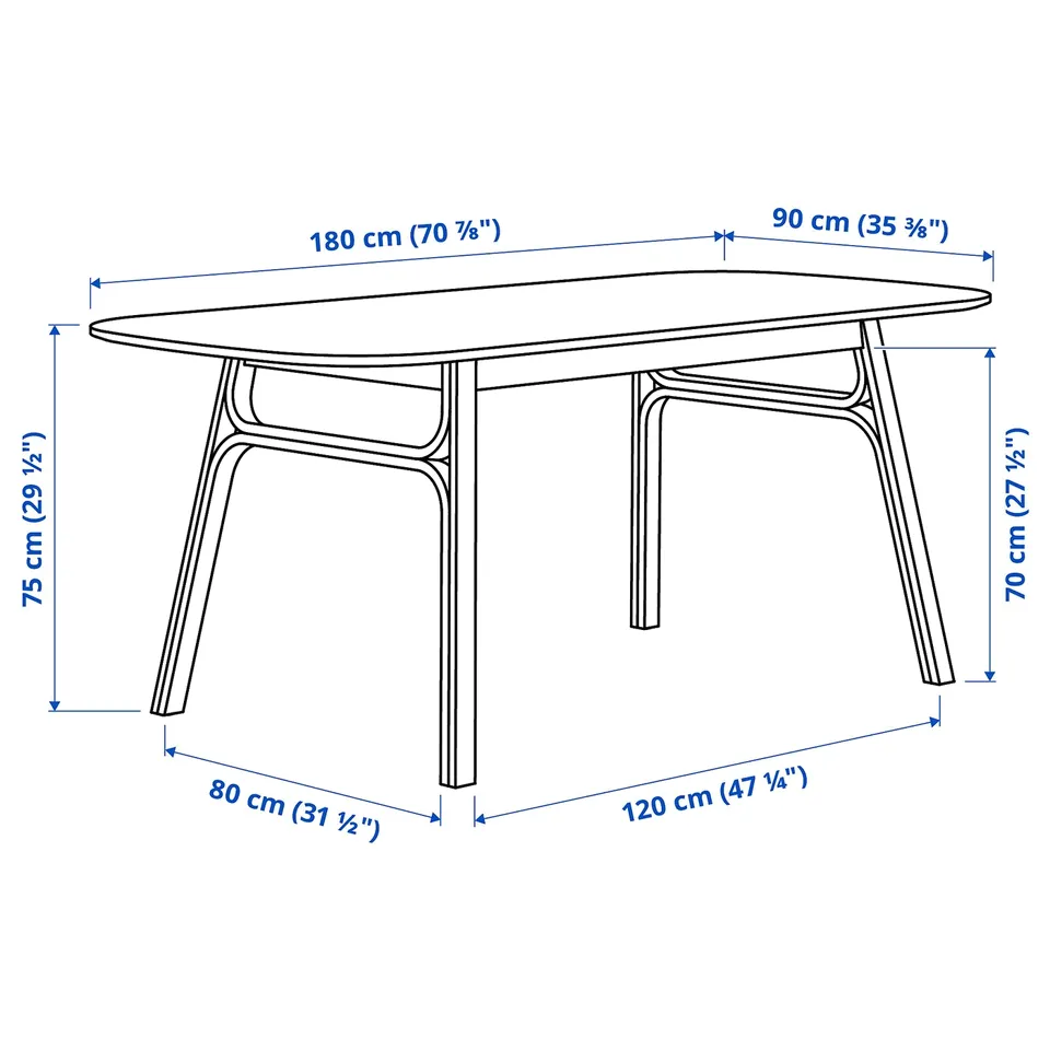 Illustration with measurements for the product: VOXLÖV.