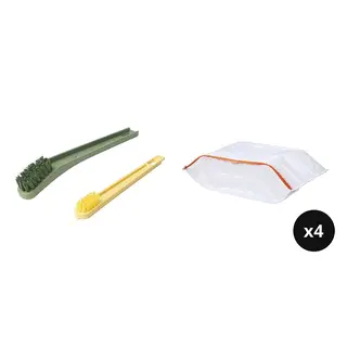 PEPPRIG/PÄRKLA set: 2 in 1 shoe brush with scraper + shoe bag x4