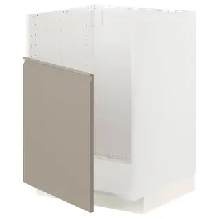 METOD base cab f TALLSJÖN sink, white/Upplöv matt dark beige, 60x60x80 cm
