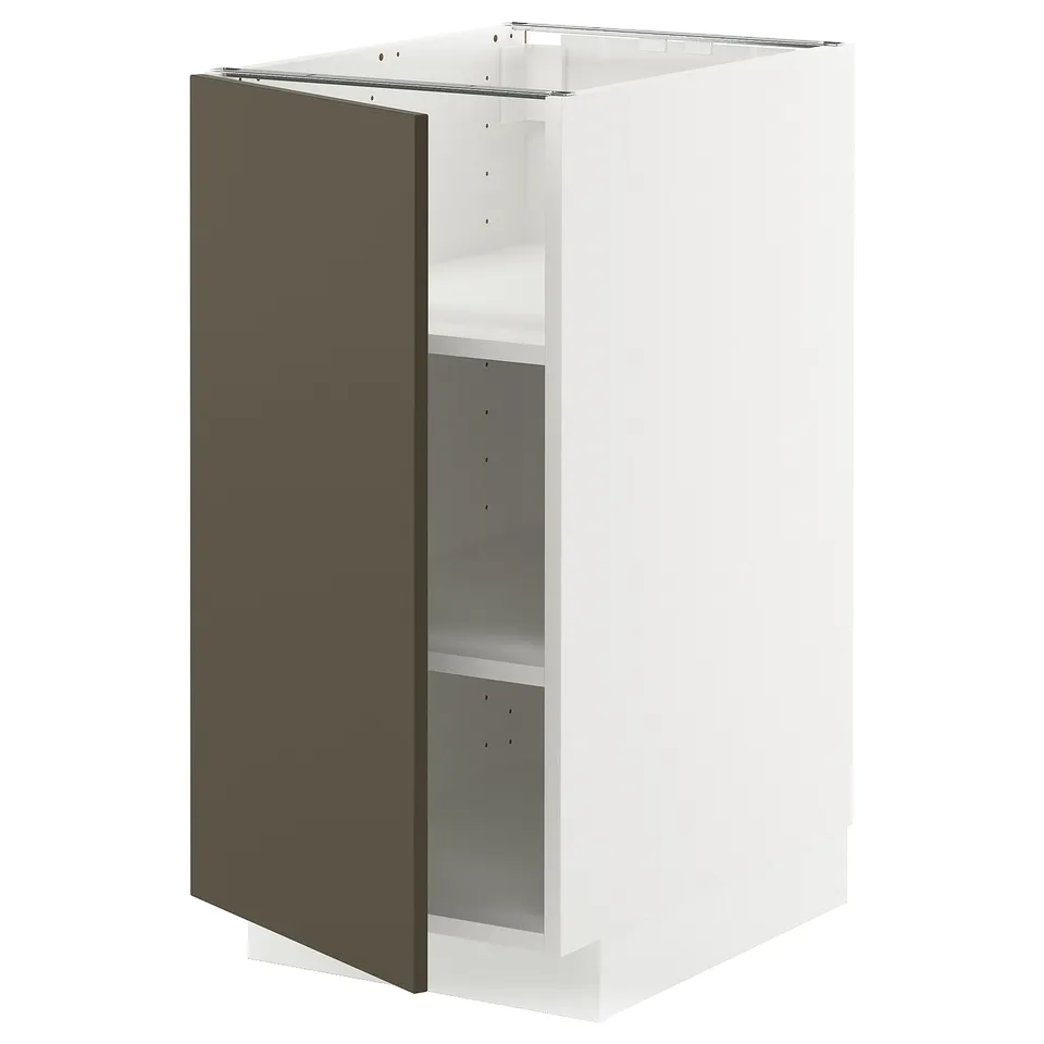 METOD cabinet, dark brown/beige, modern design, adjustable shelves, white and brown.
