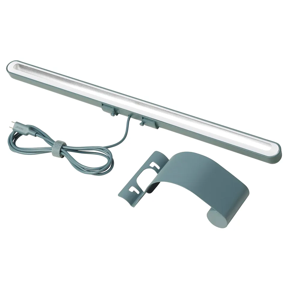 LAGERGÅNG led lamp - silver. Magnetic attach, usb-c cable, soft light, touch dimmer. Perfect for screen lighting.