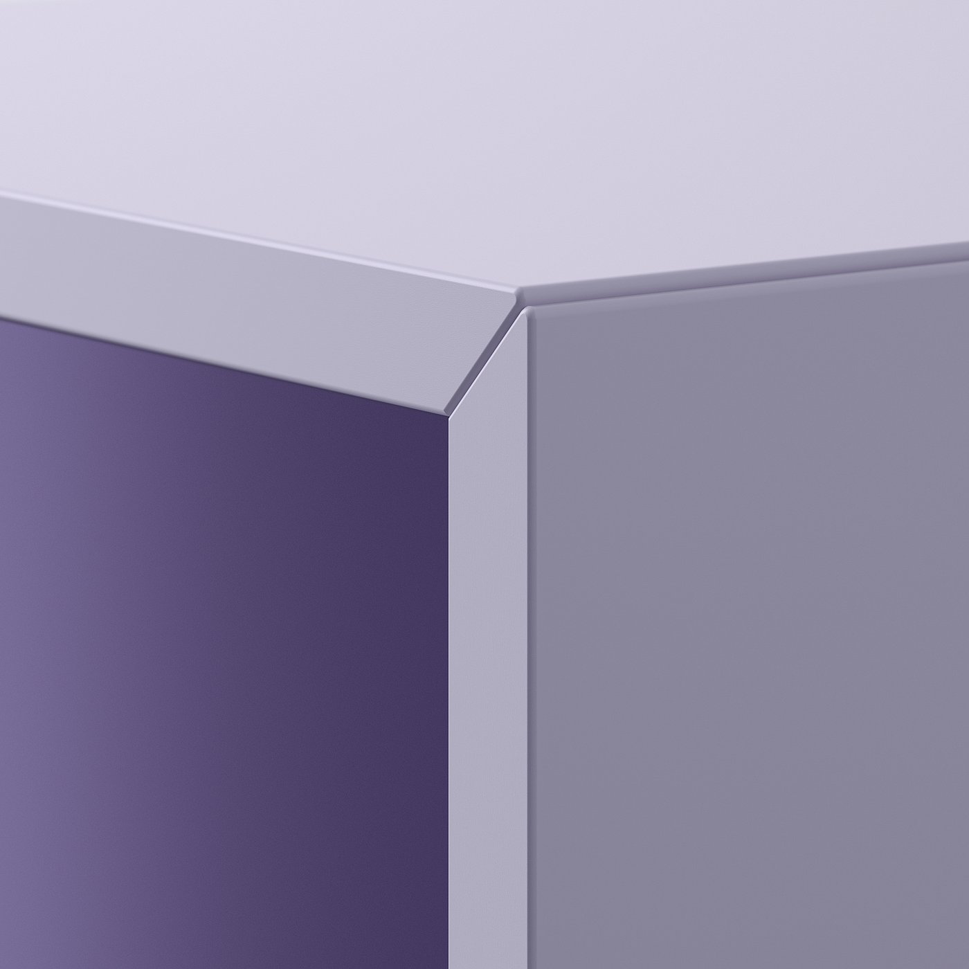 Clean, modern storage solution. Smooth, light grey cabinet with sleek edges.