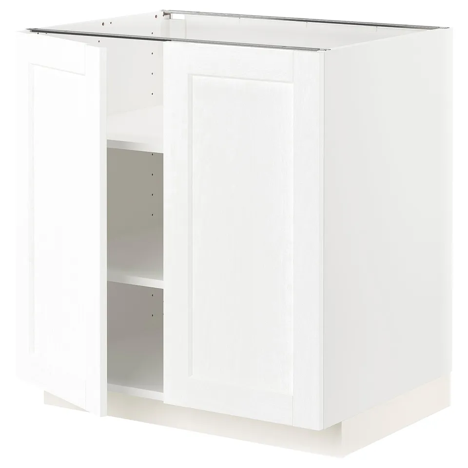 White METOD kitchen cabinet, modern, minimalist design, square, wooden.