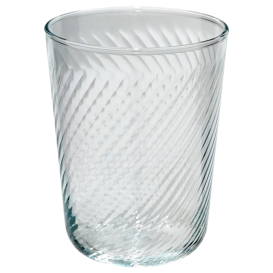 KLIPPLAX glass, clear, cylindrical, wavy design.
