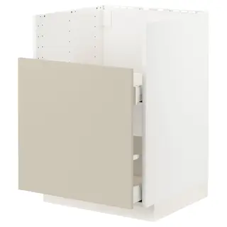 METOD / MAXIMERA base cab f TALLSJÖN sink, white/Havstorp beige, 60x60 cm