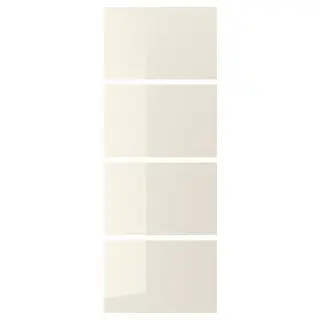 HOKKSUND 4 panels for sliding door frame, high-gloss light beige, Width 75 x Height 201 cm