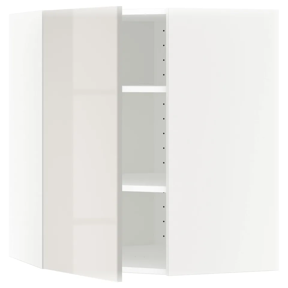 METOD kitchen unit: high gloss grey, sleek rectangular shelves with adjustable spots.