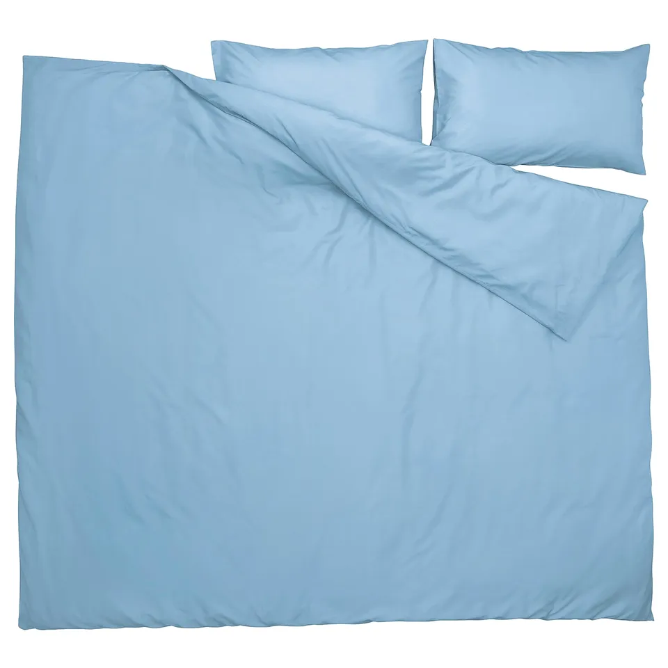 PILTANDVINGE Duvet cover and 2 pillowcases, light blue, 240x220/50x80 cm