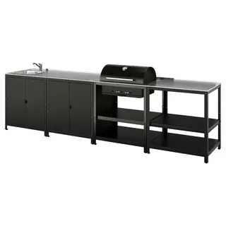 GRILLSKÄR kitchen sink ut/chrcl bbq, outdoor, stainless steel, 344x61 cm