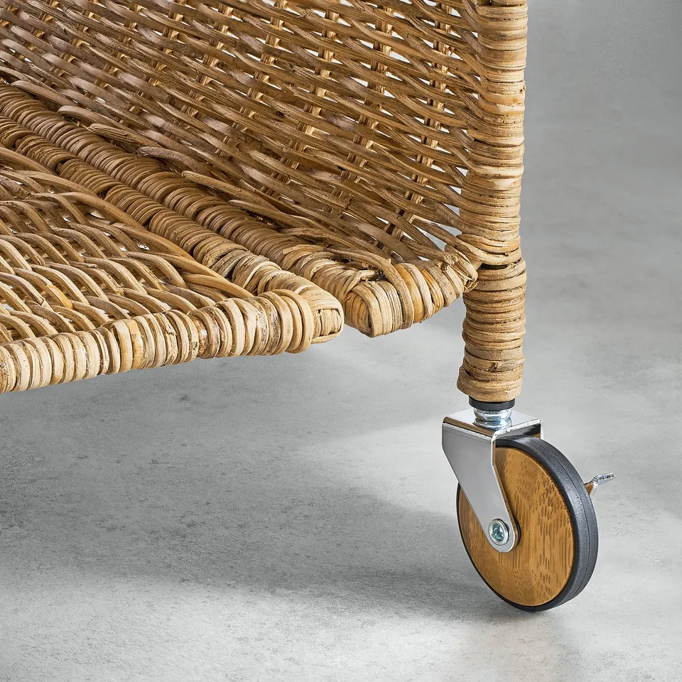 FRYKSÅS Storage unit on castors, rattan, 37x53 cm