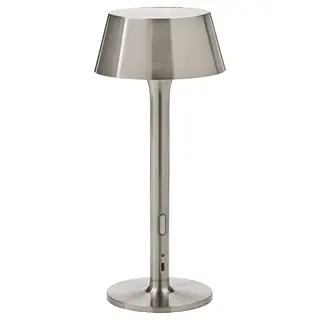 AVHÅLL LED portable lamp, battery-operated dimmable/nickel-plated outdoor, 29 cm