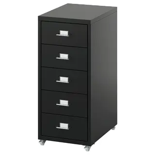 HELMER drawer unit on castors, black, 28x65 cm