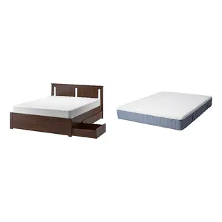 SONGESAND/VITMÅSEN Bed with 25cm thick mattress, pocket sprung, latex,5 comfort zones, extra firm