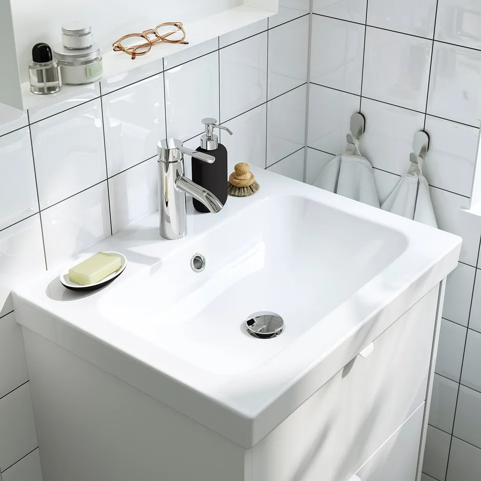 HAVBÄCK / ORRSJÖN Wash-stnd w drawers/wash-basin, dark grey, 62x49x69 cm