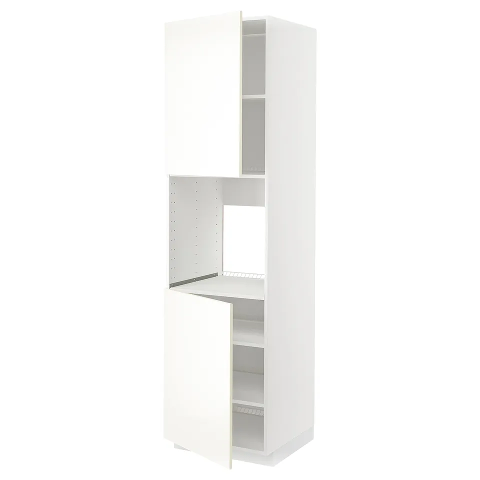 METOD kitchen unit in white with adjustable shelves and doors.